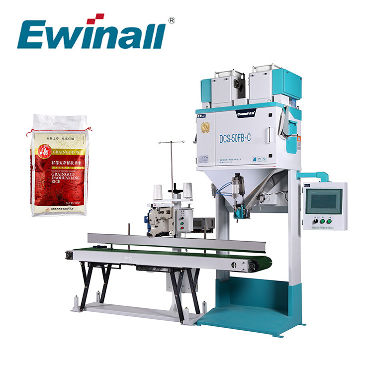 Machine à emballer manuelle automatique de riz d'Ewinall DCS-50FB-C 5kg 10kg 15kg 25kg